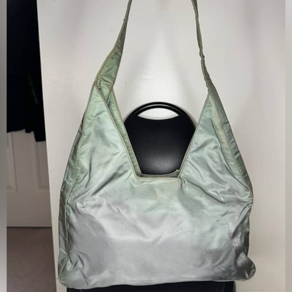 Prada Milano Oversized Green Nylon Hobo Shoulder Bag